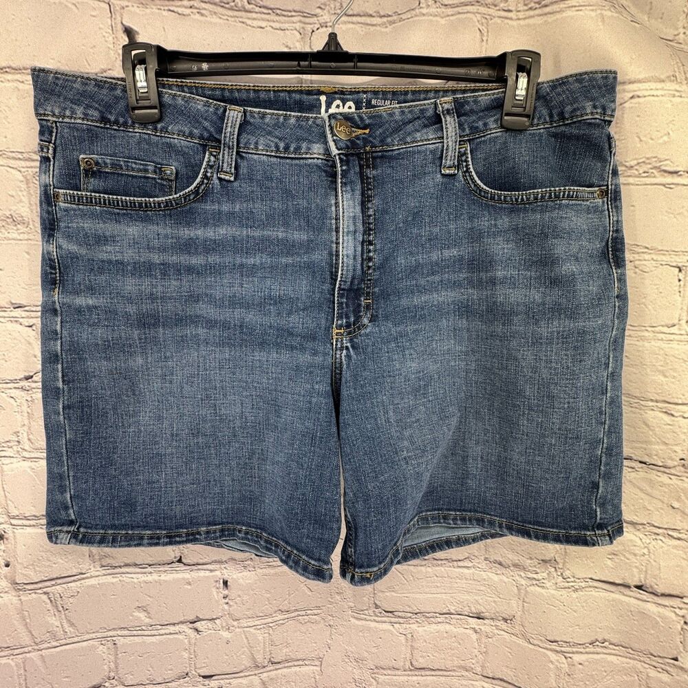 Lee Jean Shorts Women's 18 Blue Denim Regular Fit Mid Rise Classic Jorts